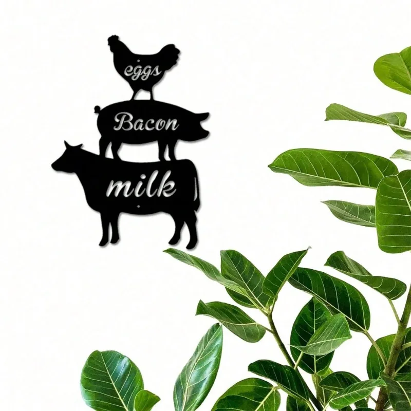 قطعة واحدة من لافتة المزرعة - لوحات فنية جدارية معدنية مع حيوانات المزرعة، لوحات معلقة على الحائط لتزيين حفلات الحديقة #5