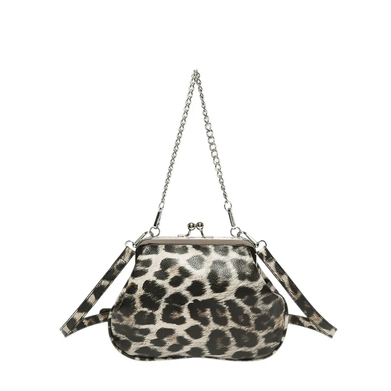 PU Leather Women Small Shoulder Bag Luxury Designer Clip Clutch Retro Ladies Purse And Handbags Crossbody Bags Leopard Zebra