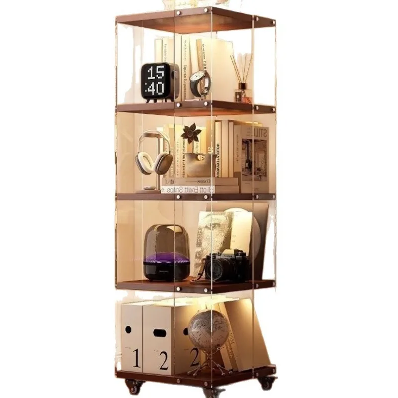 Acrylic transparent display cabinet 360 ° living room floor rack