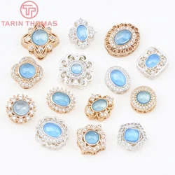 (9161) 4PCS 18K Gold Color Brass with Zircon Round Square Shape Beads Bracelet Beads High Quality Diy Jewelry Making Accessories
