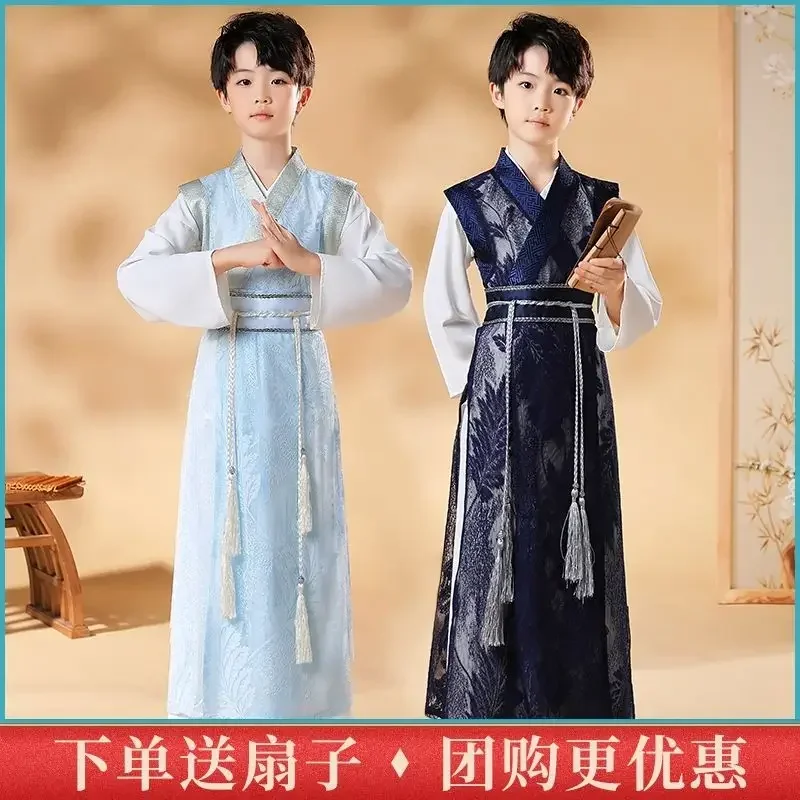 Vêtements d'été Hanfu pour garçons, style chinois, vêtements pour enfants, vêtements de prairie