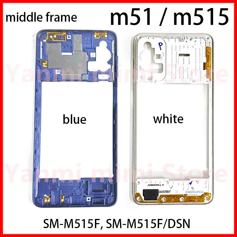 NEW For Samsung Galaxy M51 M515 Housing Phone Middle Frame Chassis cover shell Case Side Buttons Repair Parts Replacement