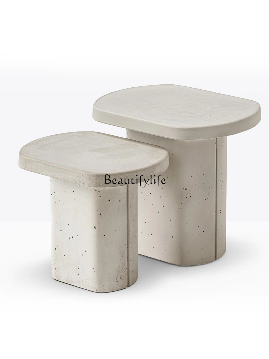 Modern simple imitation travertine cream wind corner few outdoor courtyard with coffee table