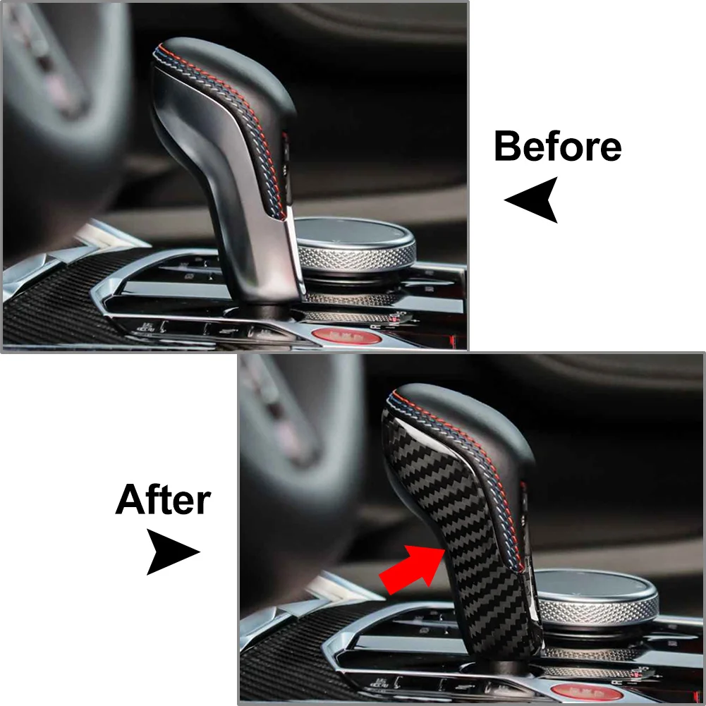 Carbon Pattern Car Gear Shift Knob Cover Decoration Trim For BMW M2 M3 M4 G87 G80 G82 G83 F97 F98 F95 F96 2021-2025