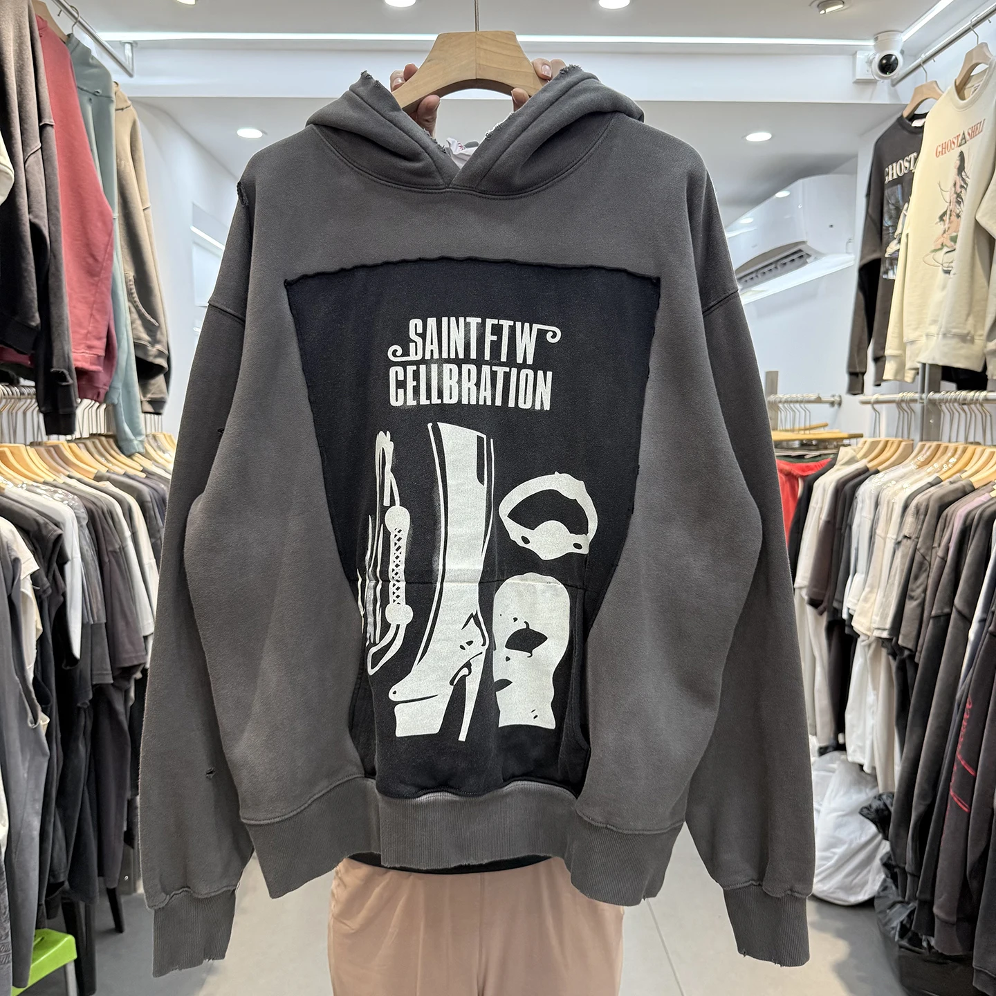 

Retro Abstract Pattern Patchwork Printed High Street Washed Fleece Hoodie Men Women Trendy Clothing Youth Long Sleeve Thermal
