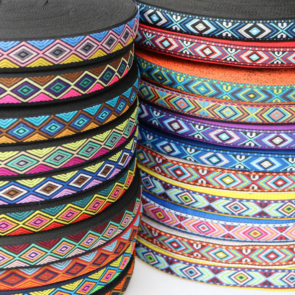 5 Yards 0.78 Inch 20MM 18MM Geometric Styles Woven Jacquard Embroidered Ribbons DIY Apparel Wrapping Trim Sewing Accessories 50Y