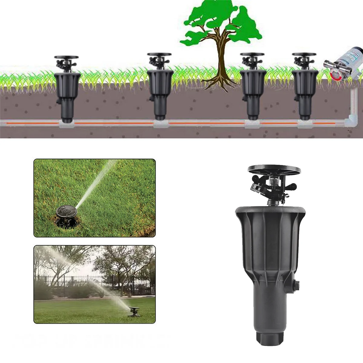 1/2Inch 3/4Inch Thread Pop-Up Sprinkler Course Lawn Irrigation Sprinklers Garden Watering Cooling Pop-Up Sprayers