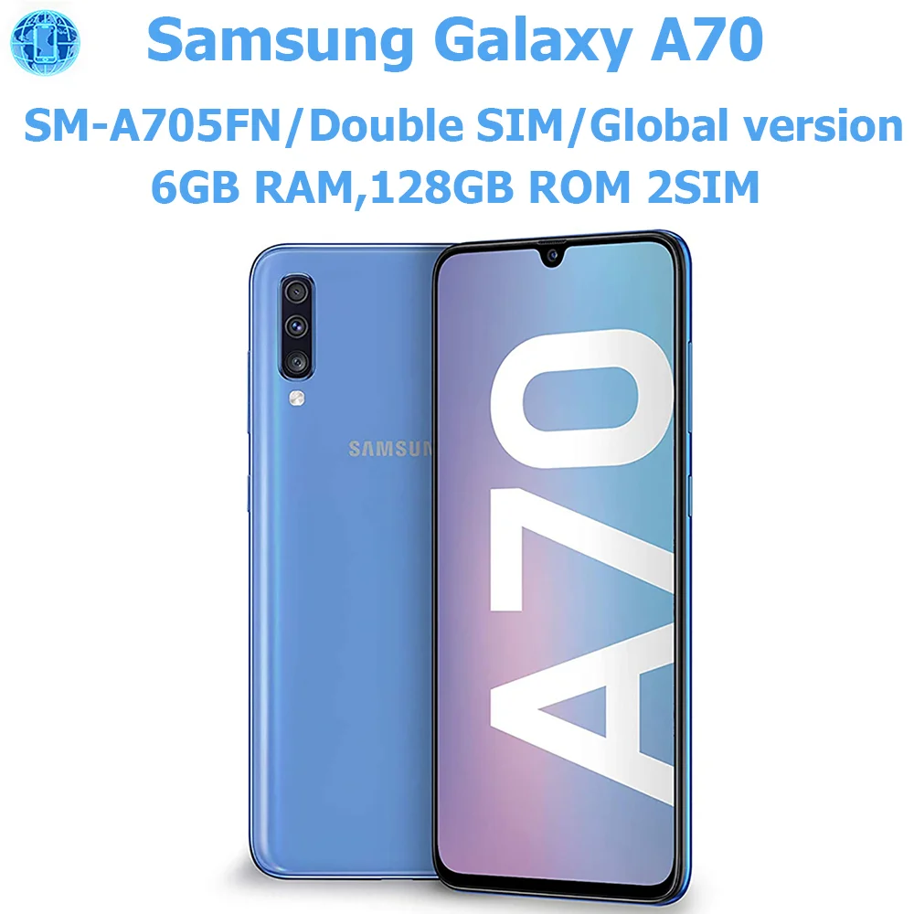 هاتف سامسونج جالاكسي A70 الذكي أندرويد 6.7 بوصة بصمة الوجه فتح هاتف سامسونج الذكي NFC 32MP 4500mAh فتح أصلي