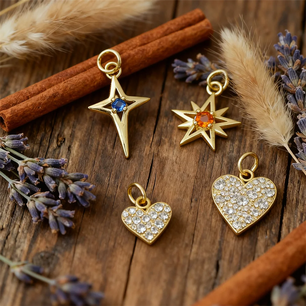 

2 шт. сверкающие подвески латунь циркон богемная звезда сердце подвески DIY ювелирные изделия ожерелье изготовление браслетов мужчины женщины повседневные аксессуары