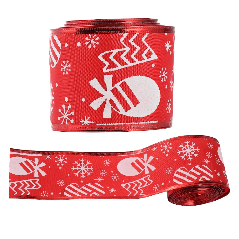 

Christmas Snowflake Ribbon 2 Rolls Red Satin Gift Wrapping Packing Ribbon Decorative Supplies Festive Holiday