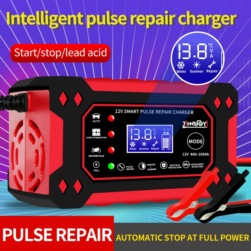 Car Battery Charger  12v6A Smart Battery Charger Motorcyclebattery chargerPower Puls Repair Wet Dry Lead Acid Battery Chargers