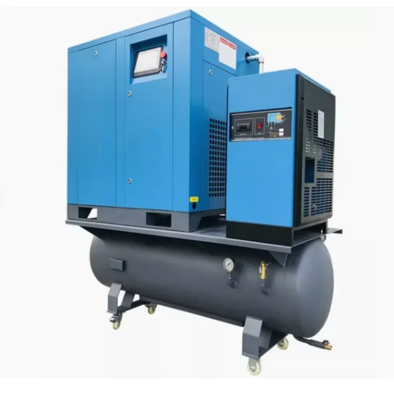 Compresseur d'air 1,0 m3/min 35 Cfm 8 bar petit 10 hp 7,5 kW type à vis rotative avec sécheur d'air et réservoir d'essence 300 litres