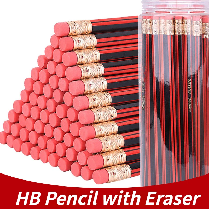 

10Pcs /Lot Sketch Pencil Wooden Lead Pencils HB Pencil with Eraser Children Drawing Pencil School Writing Stationery