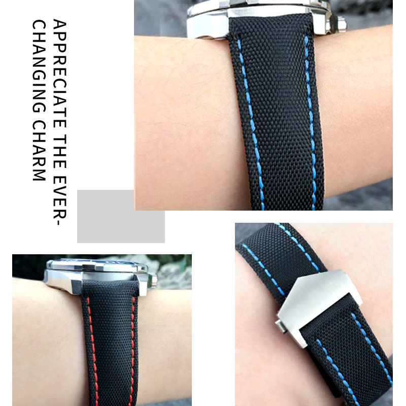 19 مللي متر 20 مللي متر 21 مللي متر 22 مللي متر تنفس النايلون قماش حزام الساعات ل تاغ هوير F1 Aquaracer كاريرا موناكو لينة النسيج حزام ساعة جلد