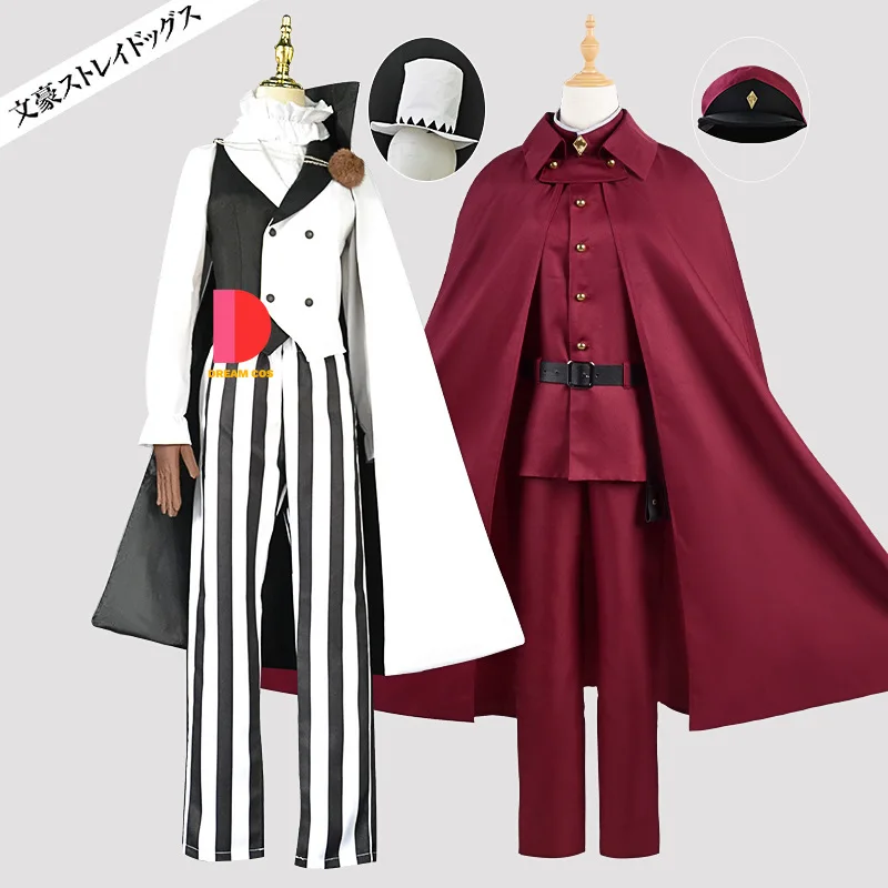 

Bungo Stray Dogs Tetcho Suehiro Cosplay Costume Wig Nikolai Gogol Teruko Okura Red Cloak Hat Hunting Dogs Uniform Men Women