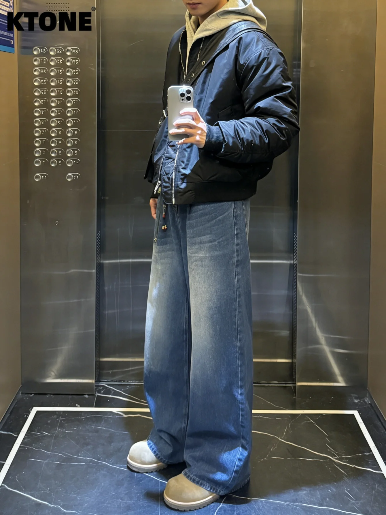 

Y2K Drip Blue Baggy Jeans Light Retro For Man For Dating Original Denim No accessories or belts included