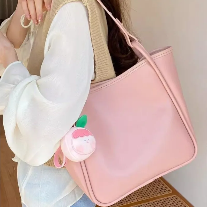 

JIAERDI милая розовая большая сумка женская большая вместительная кожаная сумка на плечо женская повседневная повседневная простая сумка подмышками