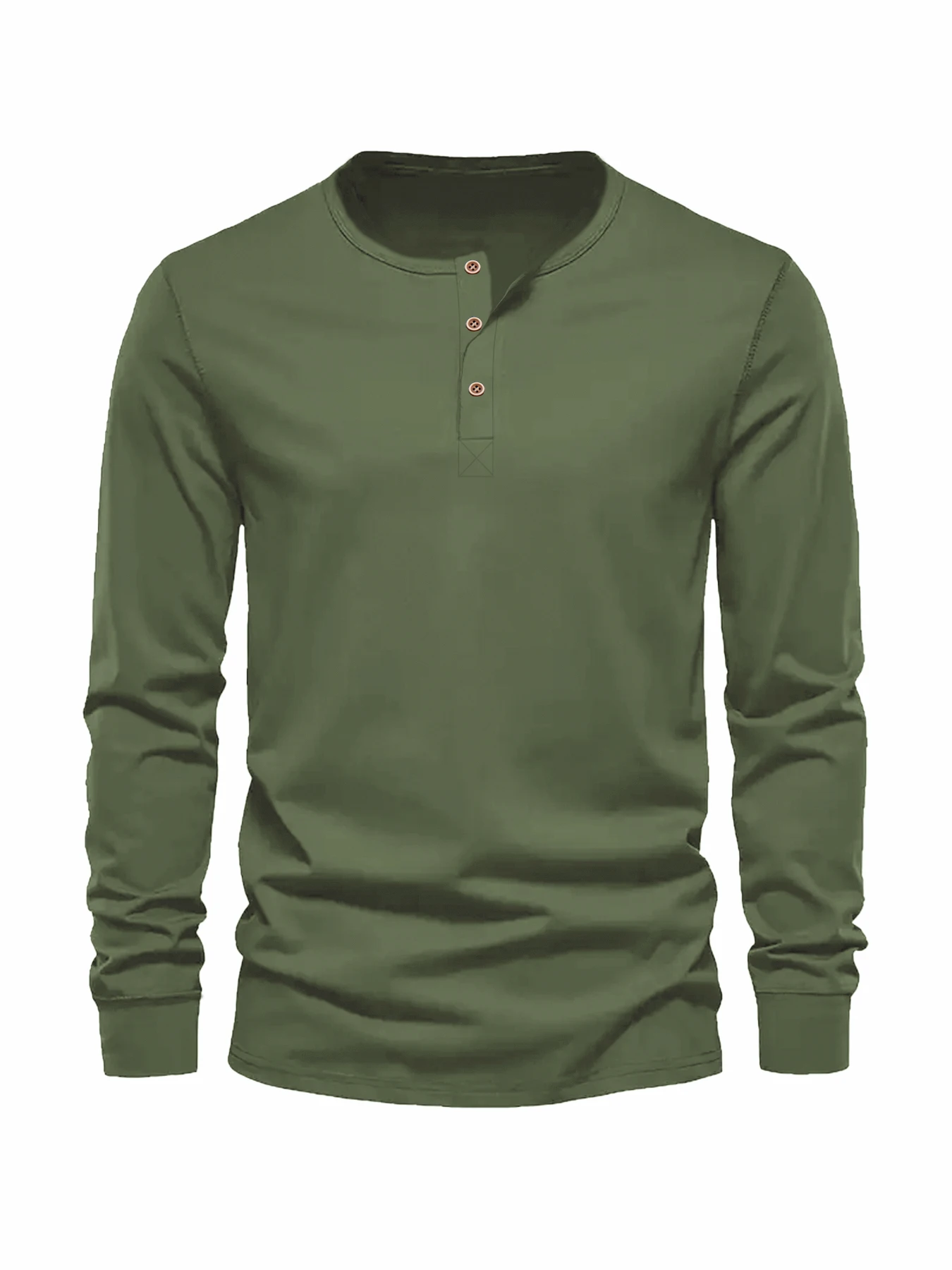 تي شيرت رجالي بأكمام طويلة ورقبة هينلي تي شيرت بقصة ضيقة قميص للياقة البدنية تي شيرت بأزرار ورقبة كاجوال مريح #5