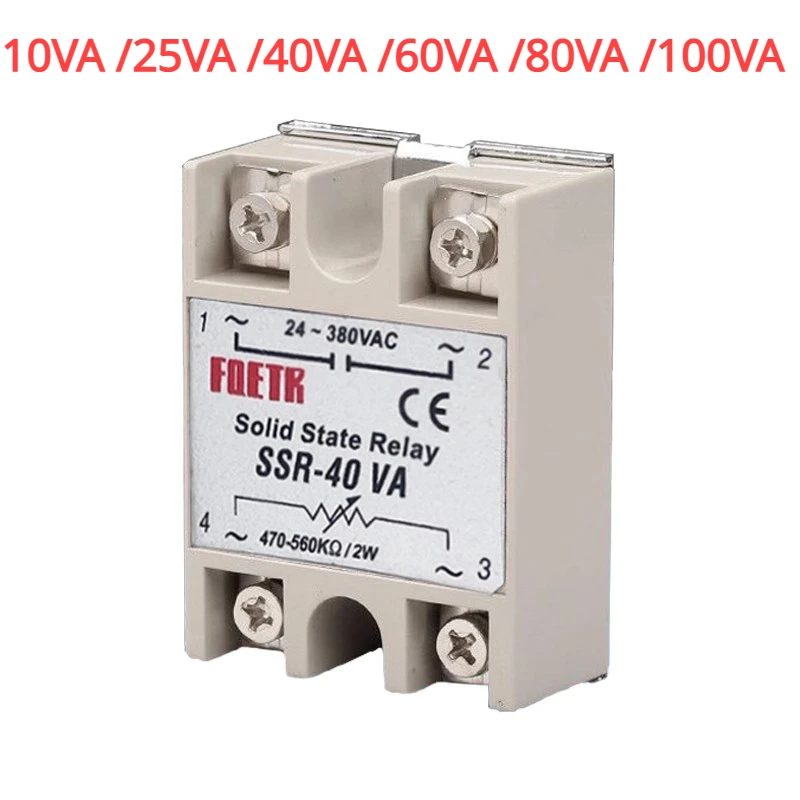 

SSR-10VA 25VA 40VA 60VA 80VA 100VA Solid State Relay Voltage Regulator AC24-380V Output+All Current+Dust Lid / Class A