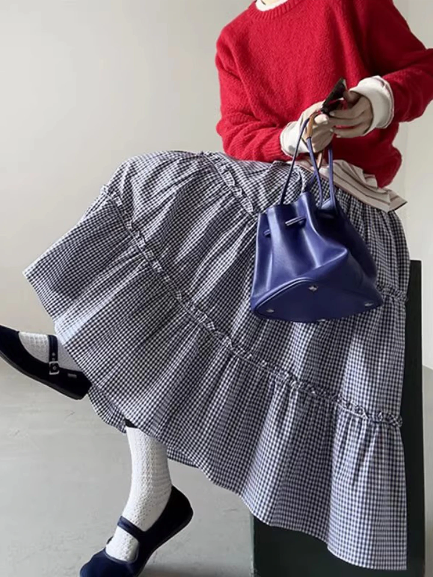 

Юбка Liangliang Home College Sle Splice Wood Ain F для женщин, новая весенняя модель, милая, с высокой талией, длинная, в стиле «торт»