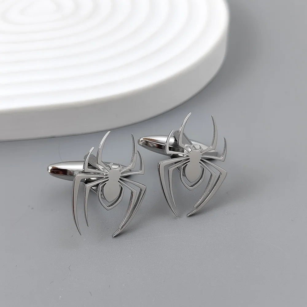 Halloween spider gold-plated cufflinks, French shirt cuff accessories, black stainless steel suit dressing, formal matching