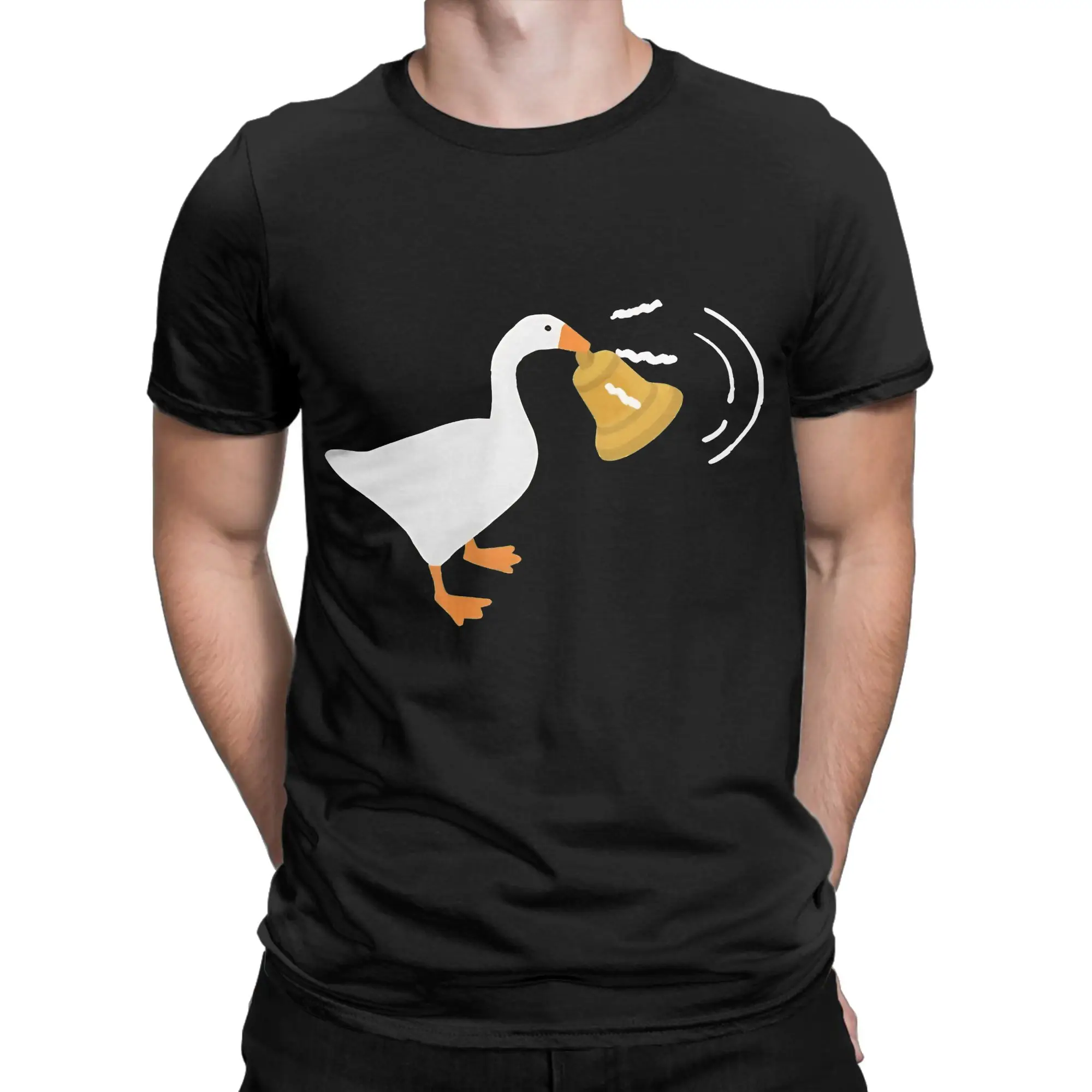 Untitled goose game bell Funny 100% Cotton T-Shirt Untitled Goose Game Tees Tops For Men