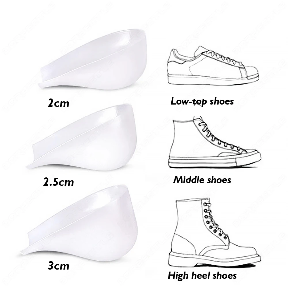 Unisex Invisible Height Lifting Increase Insoles Silicone Elastic Heel Pad Foot Protection Men Women Heel Cushion Hidden Insole