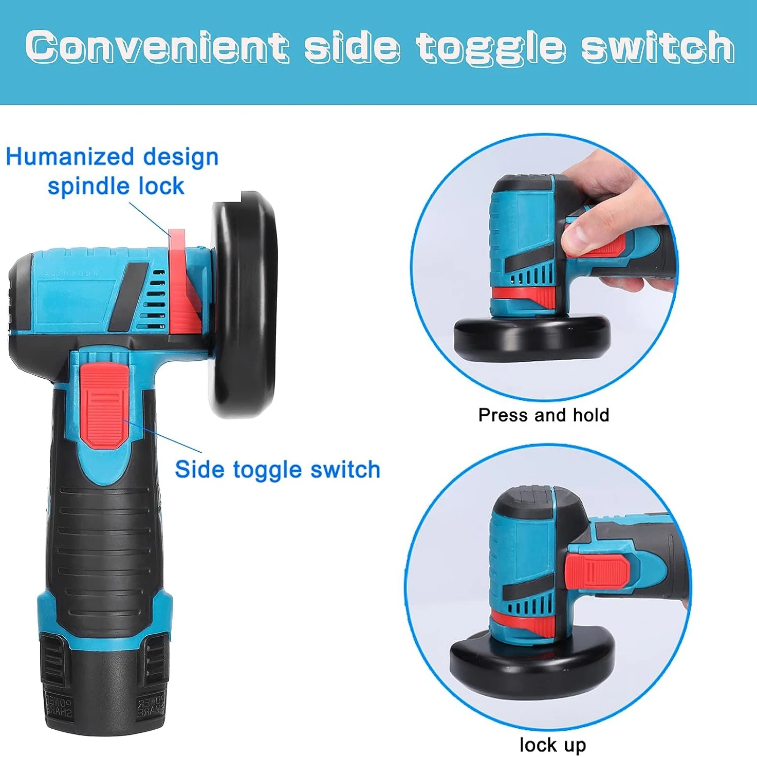 12V Brushless Angle Grinder Machine Electric Angle Grinder Cordless Battery Operated Grinder 19500Rpm Polishing Machine