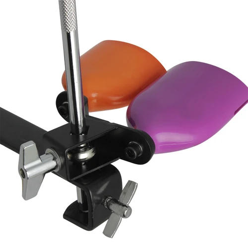 Imagen 2 del producto Juego de tambor de campana de vaca, aldaba de sonido alto y bajo, color naranja y morado, accesorios para instrumentos de percusión de tambor