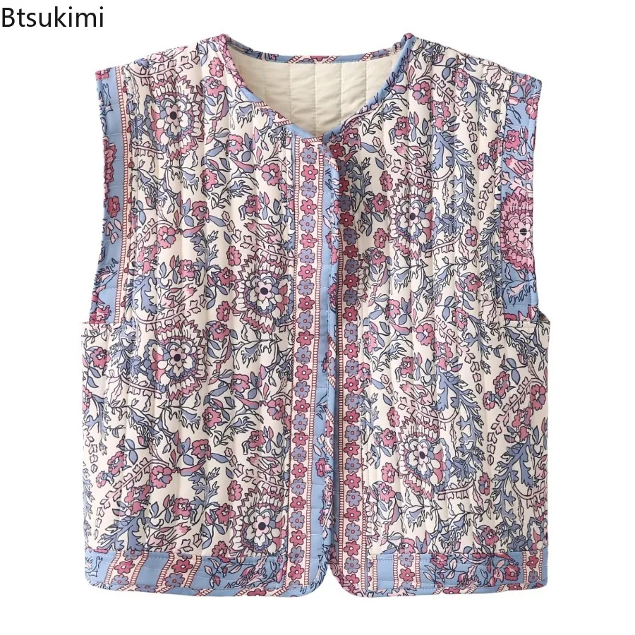 

Women's Autumn Winter Printed Cotton Waistcoat Tops Retro Casual Simple and Versatile Vest Top Loose Vest Jacketcoat Clothing