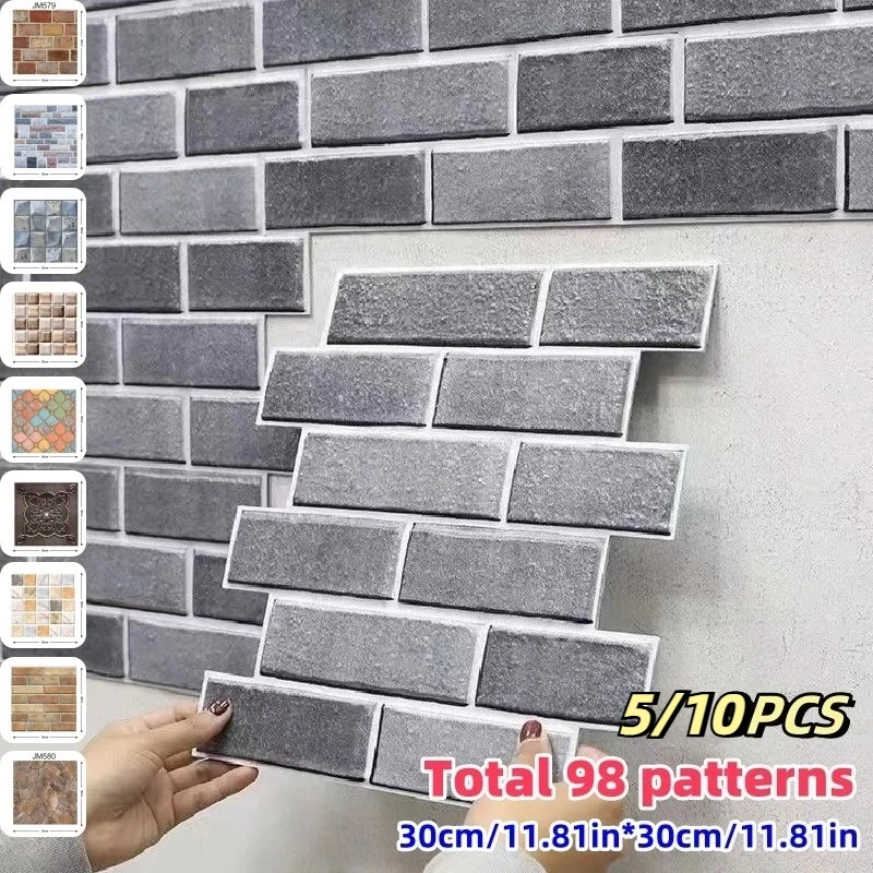5/10Pcs Peel and Stick Tile Backsplash Thicker Design Marble Tiles 12