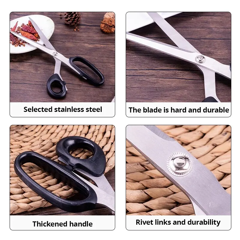 1pc Black Gray Stainless Steel Barbecue Scissors Steak Kitchen Scissors Manufacturer Kitchen Tools Household Scissors