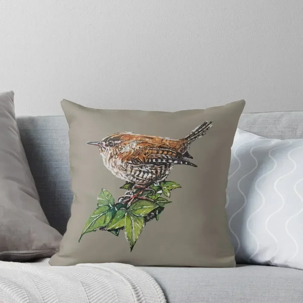 Jenny Wren, Garden Bird Art Throw Pillow Embroidered Cushion Cover Sofa Cushions Cover pillow