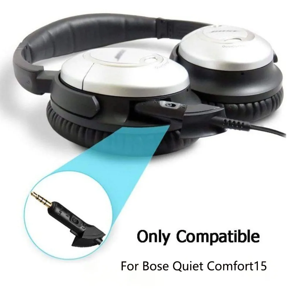 Compatible Adapter Cable Black Neutral Bluetooth Receiver Replace Headphone Cable for Bose QuietComfort QC15 Headphone