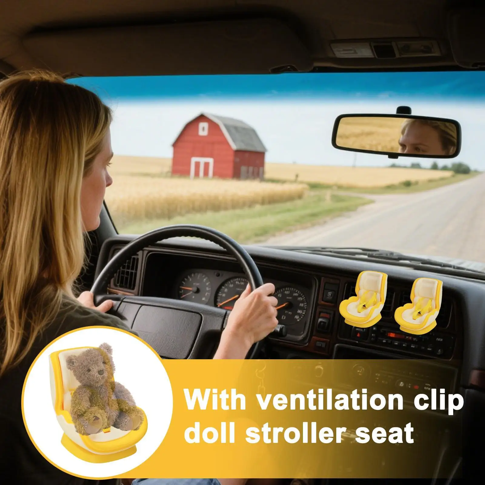 

Doll Car Seat Vent Clip Dolls Car Booster Seat Magnetic Decor Ornament for Women Driver Men Decoration Display Commute Travel