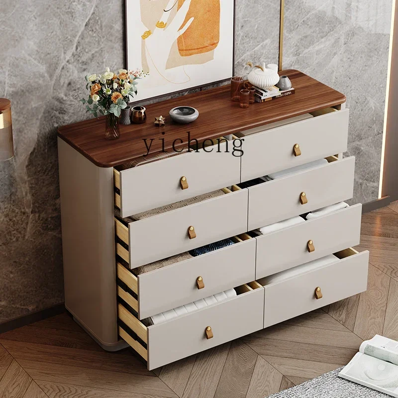 LYY  medieval bedroom chest of drawers cabinet Italian light luxury living room wall storage chest of drawers
