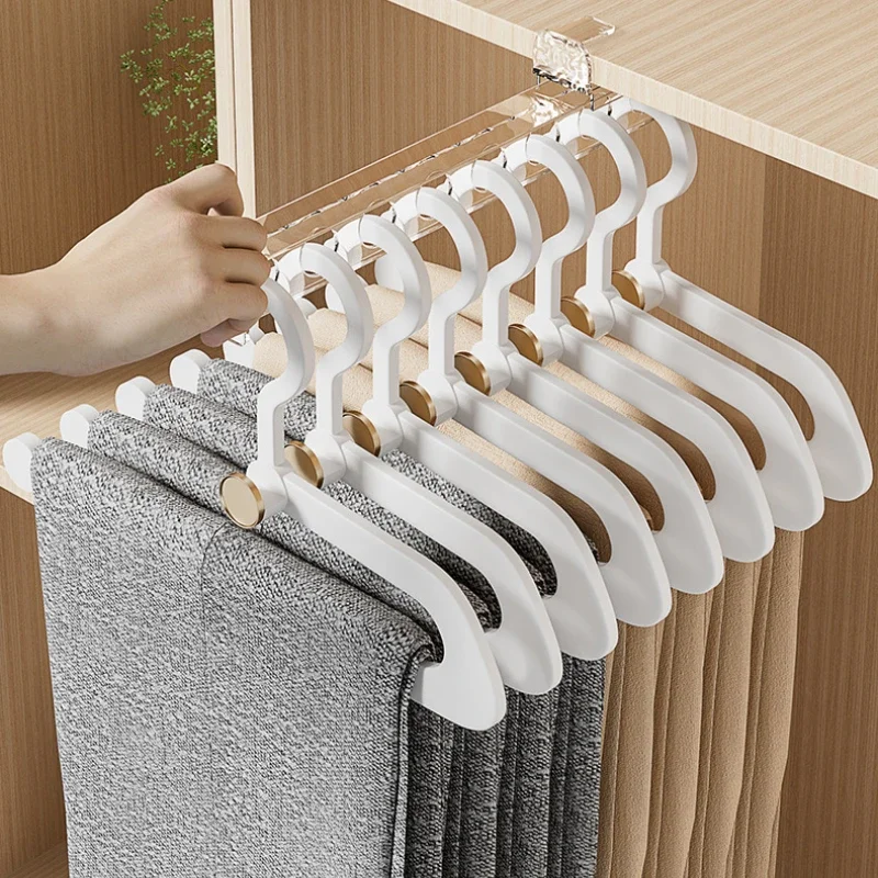 

Wardrobe Hang Telescopic Slide Rail Clothes Pants Hanger Heavy-duty Bracket Hook Pull Out Retractable Cabinet Sliding Rack