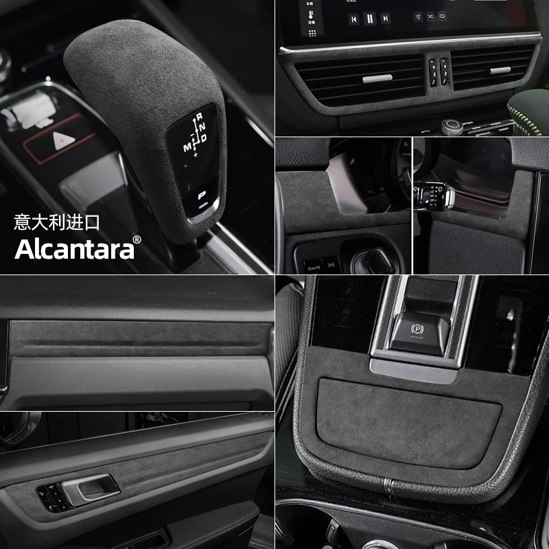 

For Porsche Cayenne 2018-22 Alcantara ABS Center Control Door Trim Strip Air Outlet Handle Cover Interior Accessories