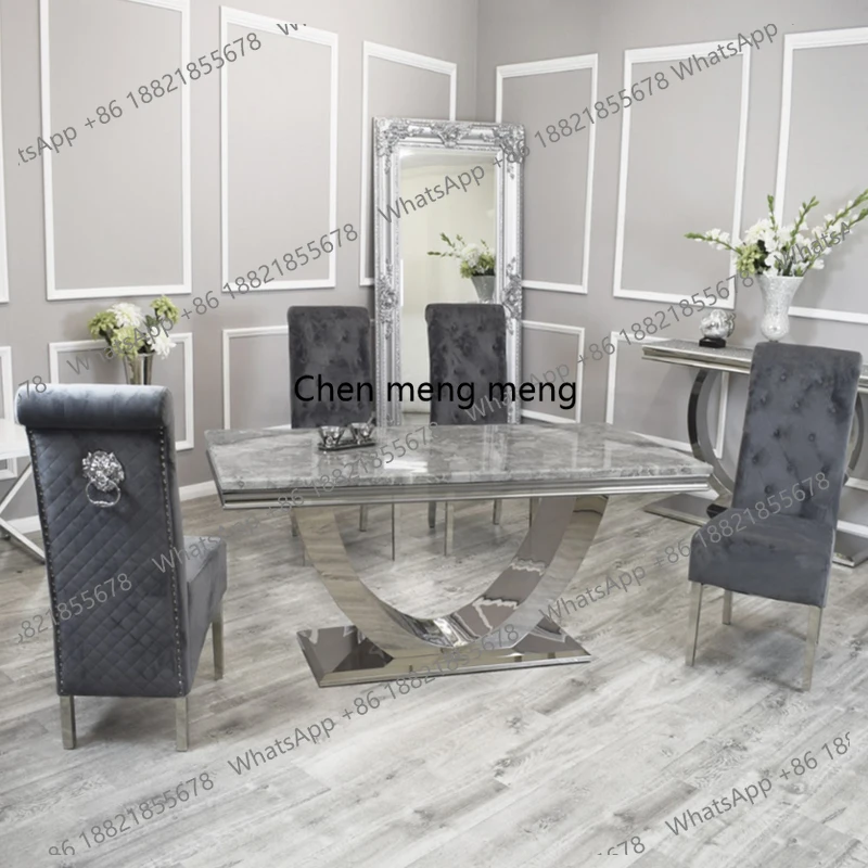 

Popular Nordic Style Modern Dining Room Set Italian Luxury Design Home Furniture Marble Top Dining Table