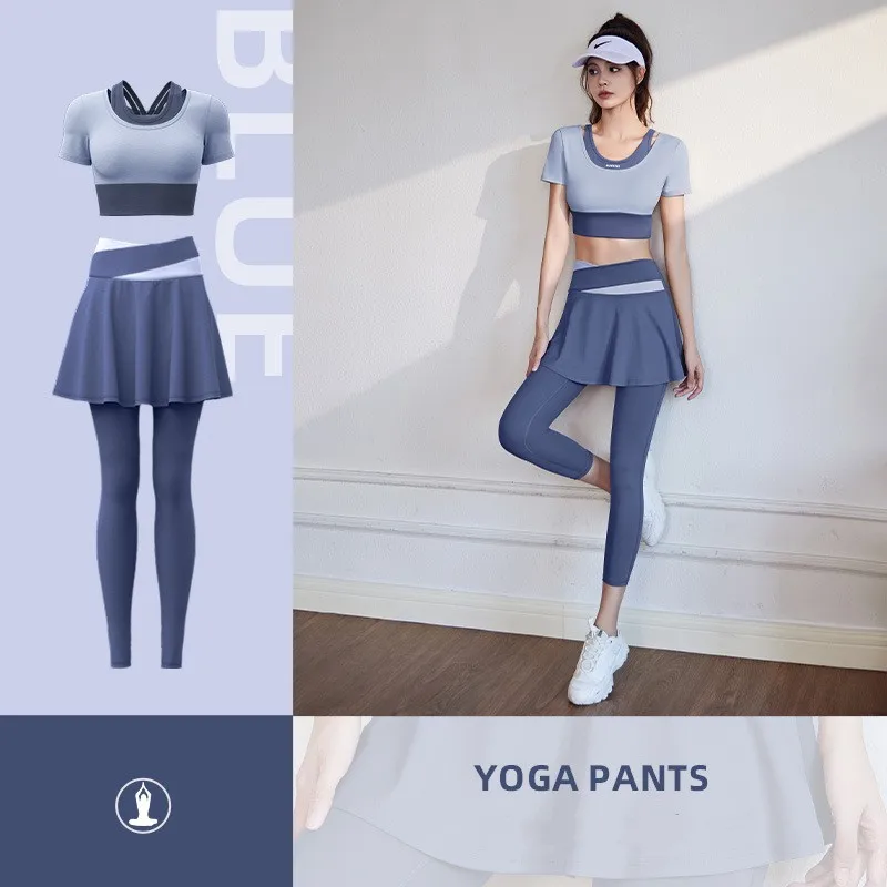 2 Piece Set Seamless Yoga Skirt Suit Women Sports Fitness Wear Gym Sports Workout Running Female Leggings Suit