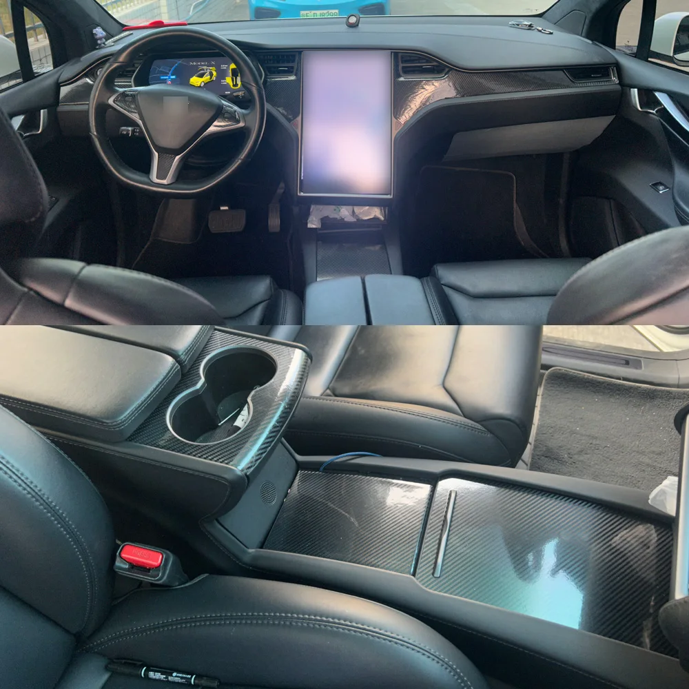 

Carbon Fiber For Tesla Model X 2016-2020 Car Film Interior Sticker Center Console Gear Dashboard Air Door Handle Lift Panel