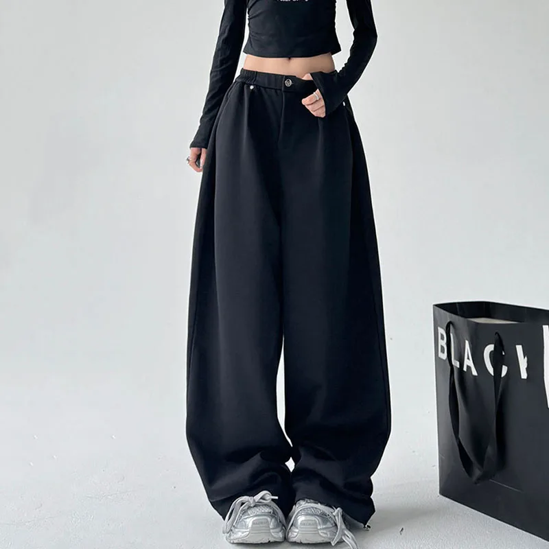 FANAN Oversized Women Gray Sweatpants Y2K America Style Retro Baggy Pants Female Casual Sports Streetwear Hip Hop Trousers 2025