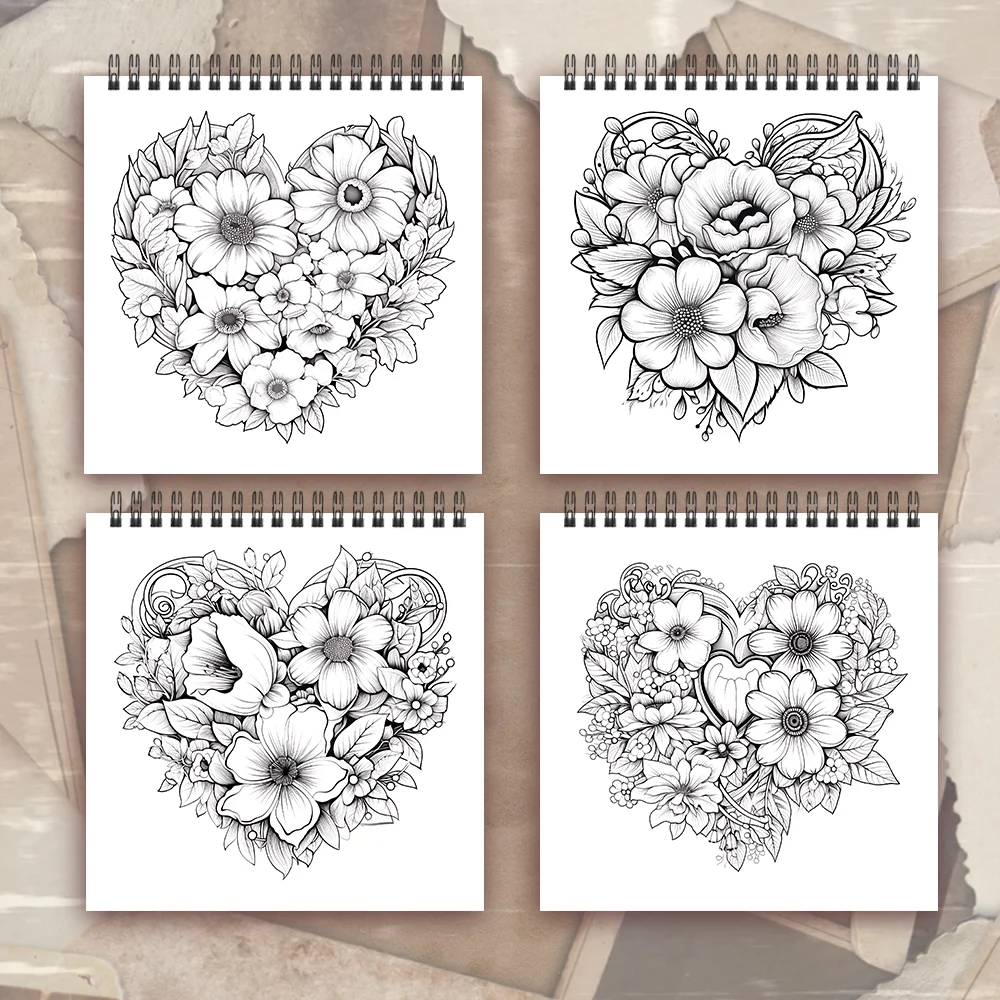 Malbuch für Erwachsene – 30 Blatt, Spiralbindung, speziell für Frauen, 21 x 21 cm, Zeichenbuch, Geburtstagsgeschenk, Geschenk für Feiertagspartys. – Detail 20