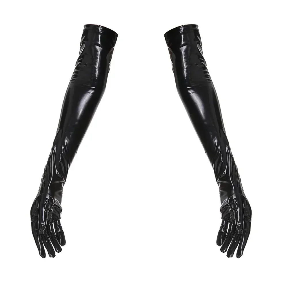 Lady Sexy Faux Leather Long Glove Punk Shiny Latex Gloves Sexy Hip-pop Jazz Outfit Mittens Culb Wear Cosplay Costumes Accessory