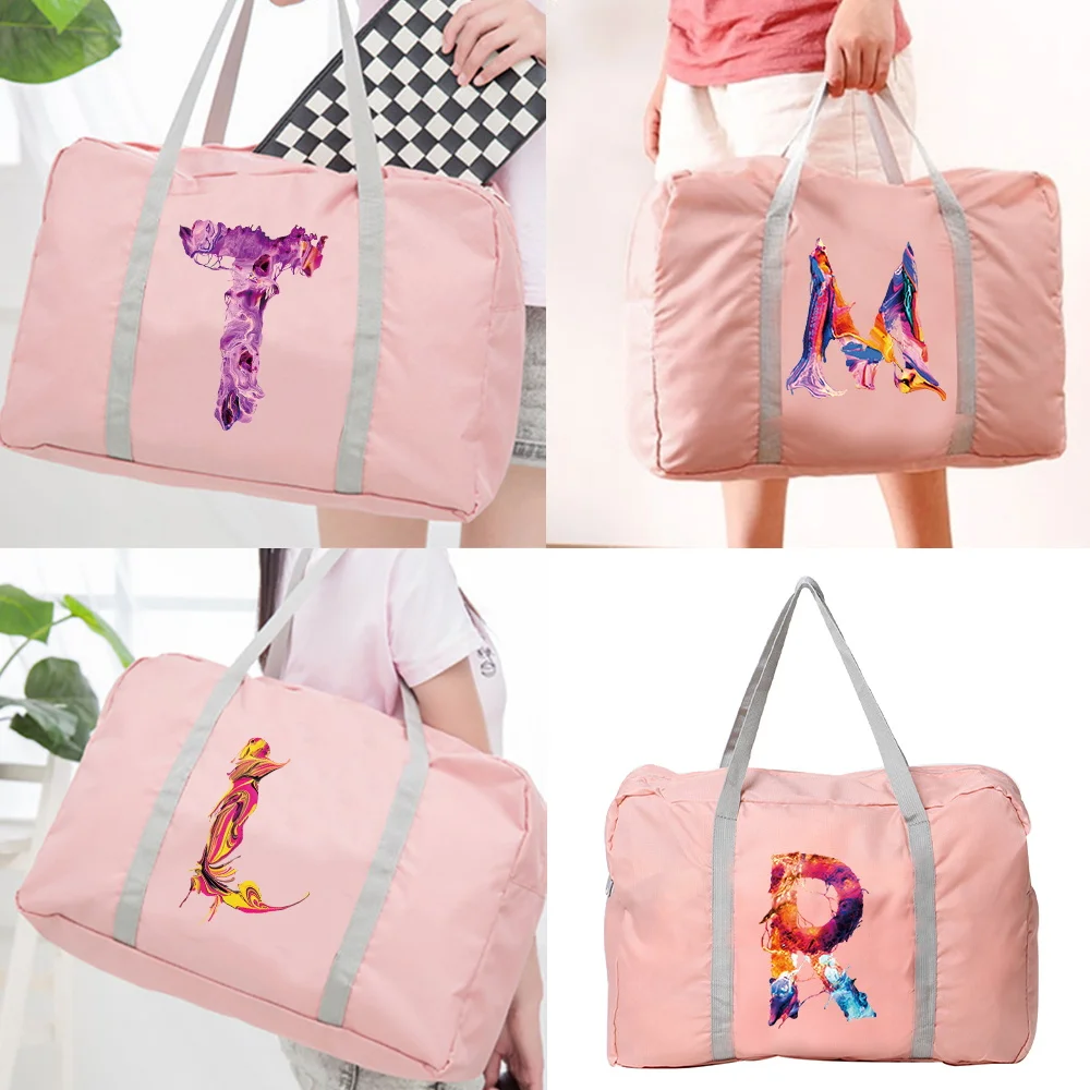 paint Series Printing Travel Bag Water Proof Luggage Large Capacity Shoulder Pack Nylon Trend Handbag Casual Foldable Tote Packs