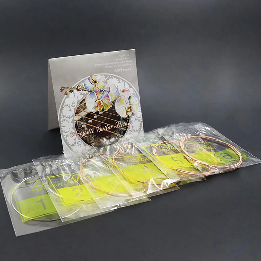 6 قطعة أوتار الغيتار الفولاذ المقاوم للصدأ الصوتية سلسلة الغيتار الشعبية واضح مشرق لهجة استبدال مجموعة سلاسل الصوتية