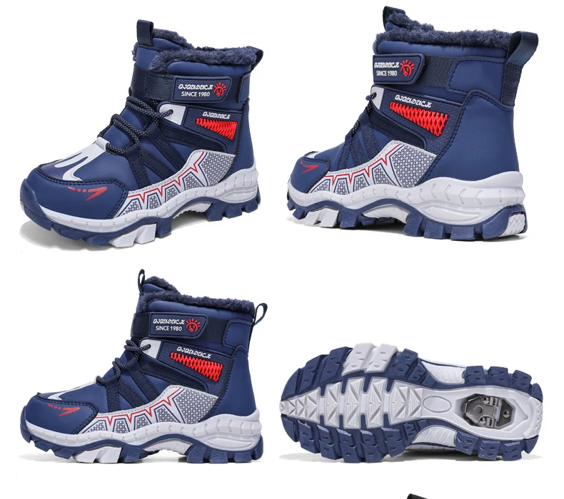 Kinder Outdoor Schneestiefel Winter Mode High-Top Warme Plüsch-Wanderschuhe Bequeme Rutschfeste Wanderschuhe Jungen Outdoor-Sneaker – Detail 18