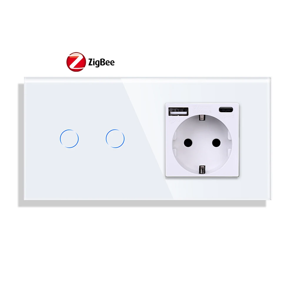 Imagem -05 - Bingoelec Inteligente Zigbee Wall Touch Switches Normal Usb tipo c Soquete Thermoststart Controle Tuya Google Alexa Gang Gang Gang 4gang