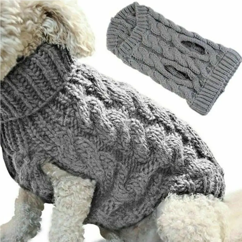 Hundekleidung Pullover Rollkragen Zopfmuster Warme Winterkleidung für Haustiere für Chihuahua Französische Bulldogge Katze Welpen Weste Mantel Bekleidung – Detail 13