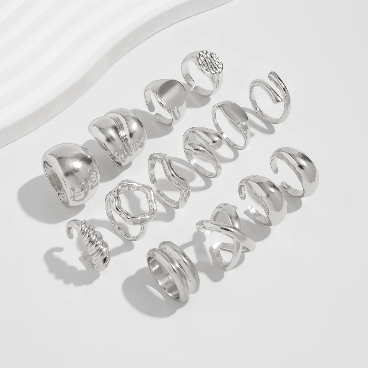 DIEZI 14pcs/set Vintage Metal Rings For Women Men Gift Fashion Punk Hip Hop Gold Silver Color Irregular Knuckle Joint Ring Set image 6
